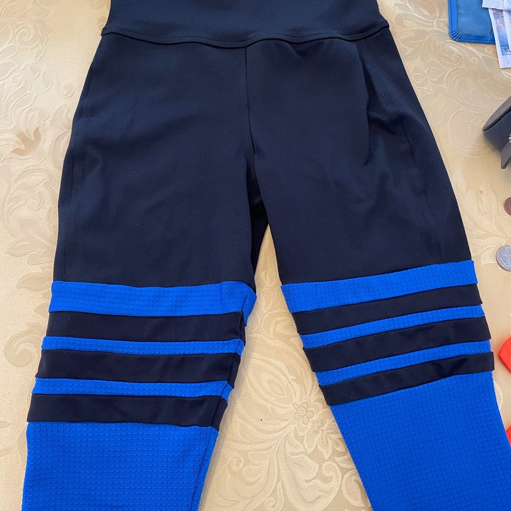 Black & blue bombshell thigh high leggings XS